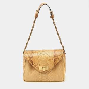 Chloe Beige Python Medium Sally Shoulder Bag