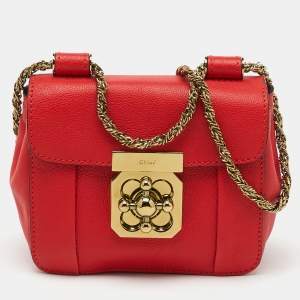 Chloe Red Leather Mini Elsie Crossbody Bag