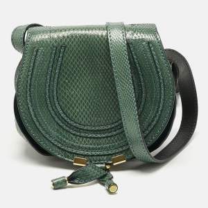 Chloe Green Snakeskin Mini Marcie Crossbody Bag