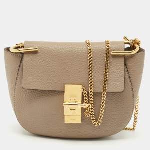Chloe Taupe Grey Leather Small Drew Shoulder Bag