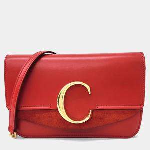 Chloe Red Leather C Chain Crossbody Bag