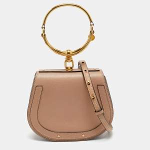 Chloe Beige Leather and Suede Small Nile Bracelet Shoulder Bag
