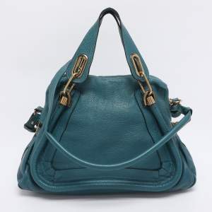 Pre Owned Chloe Blue Leather Medium Paraty Satchel