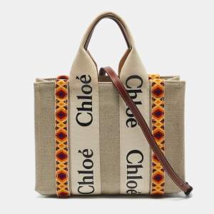 Chloe Beige Canvas Small Woody Tote