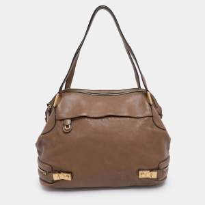 Pre Owned Chloe Brown Leather Carryall Satchel