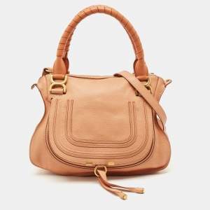 Chloe Peach Leather Medium Marcie Shoulder Bag