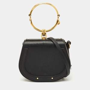 Pre Owned Chloe Black Leather and Suede Small Nile Bracelet Shoulder Bag
