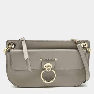 Pre Owned Chloe Grey Leather Mini Tess Crossbody Bag