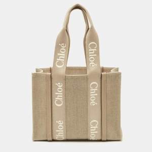Pre Owned Chloé Beige Canvas Medium Woody Tote