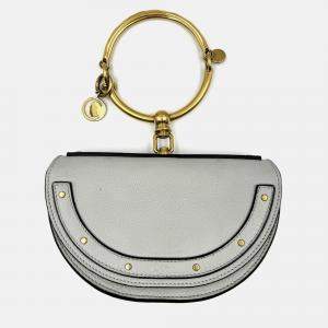 Pre Owned Chloe grey Leather Small Nile Bracelet Minaudiere Crossbody Bag