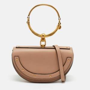 Pre Owned Chloé Burgundy Leather Nile Bracelet Minaudiere Crossbody Bag