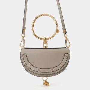 Pre Owned Chloe Nile Minaudiere 2-Way Bag Gray Leather