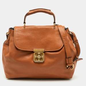 Pre Owned Chloe Orange Leather Medium Elsie Flap Top Handle Bag