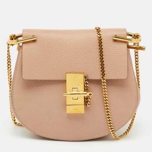 Pre Owned Chloe Beige Leather Small Drew Chain Shoulder Bag