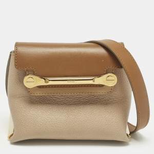 مملوكة مسبقًا Chloe Clare Mini Beige/Brown Leather Crossbody Bag