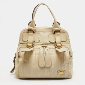 Pre Owned حقيبة كلوي باي جلد أبيض عاجي