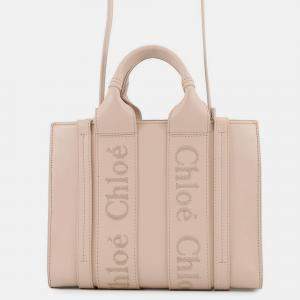 Pre Owned Chloe Woody Small 2-Way Bag Pink Leather Size Small