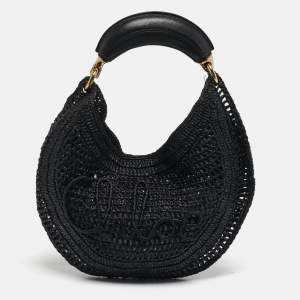 مملوكة مسبقًا Chloe Summer Banana Black Raffia Hobo