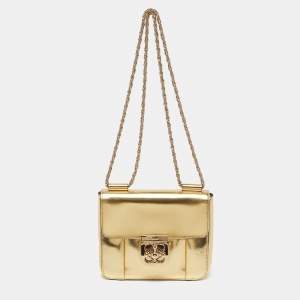 Pre Owned Chloe Elsie Small Gold Leather Shoulder Bag