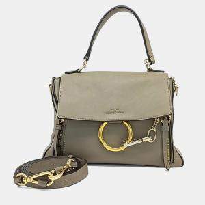 Pre Owned Chloe Beige Grey Leather Payday Small