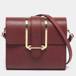 Pre Owned Chloé Bronte Burgundy Leather Crossbody Bag