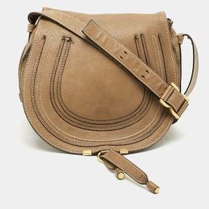 مملوكة مسبقًا حقيبة كروس بودي كلوي مارسي جلدية بيج برونزية