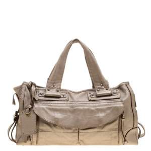 Pre Owned Chloe Metallic Beige Leather Tote