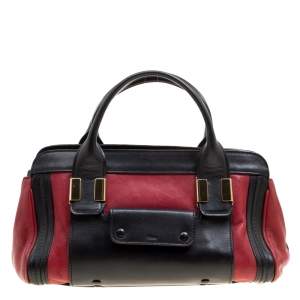 Pre Owned Chloe Black/Red Leather Small Alice Satchel