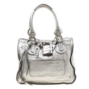 Pre Owned Chloe Silver Leather Paddington Tote