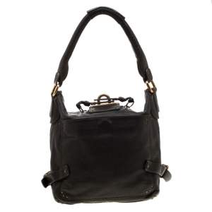 Pre Owned Chloe Deep Dark Green Leather Paddington Hobo