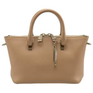 Pre Owned Chloe Mustard/Beige Leather Small Baylee Tote