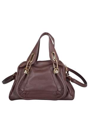 Pre Owned Chloe Dark Brown Leather Small Paraty Shoulder Bag