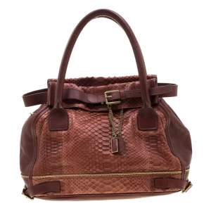Pre Owned Chloe Cinnamon Python Leather Satchel
