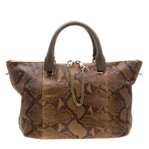 Pre Owned Chloe Tan Phython and Leather Baylee Tote