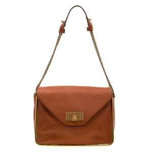 Pre Owned Chloe Orange Leather Medium Sally Shoulder Bag