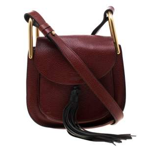 مملوكة مسبقًا Chloe Maroon Leather Mini Hudson Shoulder Bag