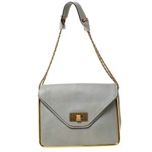 Pre Owned Chloe Grey Leather Sally Medium Shoulder Bag