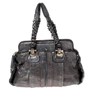 Chloe Silver Leather Heloise Satchel