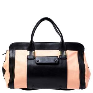 Pre Owned Chloe Orange/Black Leather Large Alice Satchel
