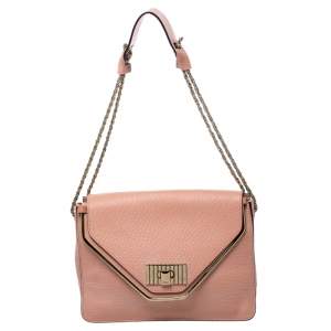 Pre Owned Chloe Coral Orange Leather Medium Sally Flap Shoulder Bag