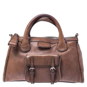 Pre Owned Chloe Brown Leather Edith Satchel 