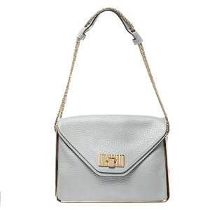 Pre Owned Chloe Pale Blue Leather Medium Sally Flap Shoulder Bag