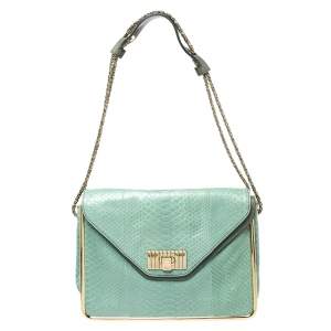 Pre Owned Chloe Bicolor Python and Leather Medium Sally Shoulder Bag