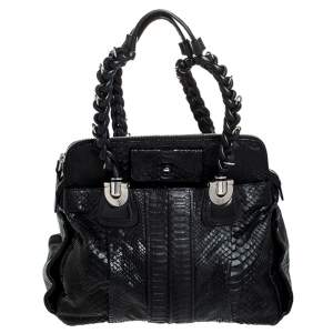 Pre Owned Chloe Black Python Large Heloise Satchel