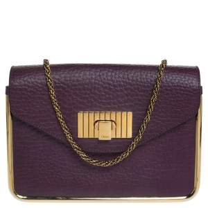 Pre Owned Chloe Purple Leather Small Sally Shoulder Bag