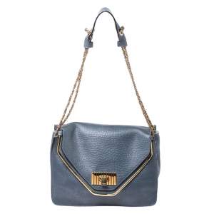 Pre Owned Chloe Grey Leather Medium Sally Flap Shoulder Bag