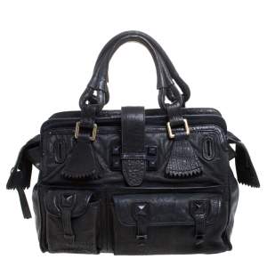 Chloe Midnight Blue Leather Front Pocket Tote