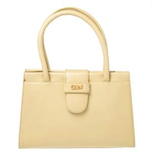 Pre Owned Chloe Yellow Leather Double Handle Satchel