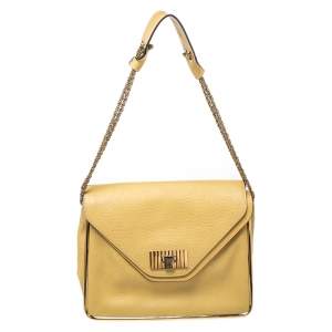 Pre Owned Chloe Yellow Leather Medium Sally Shoulder Bag