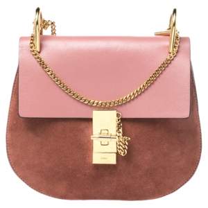 Pre Owned Chloe Pink Suede And Leather Drew Crossbody Bag